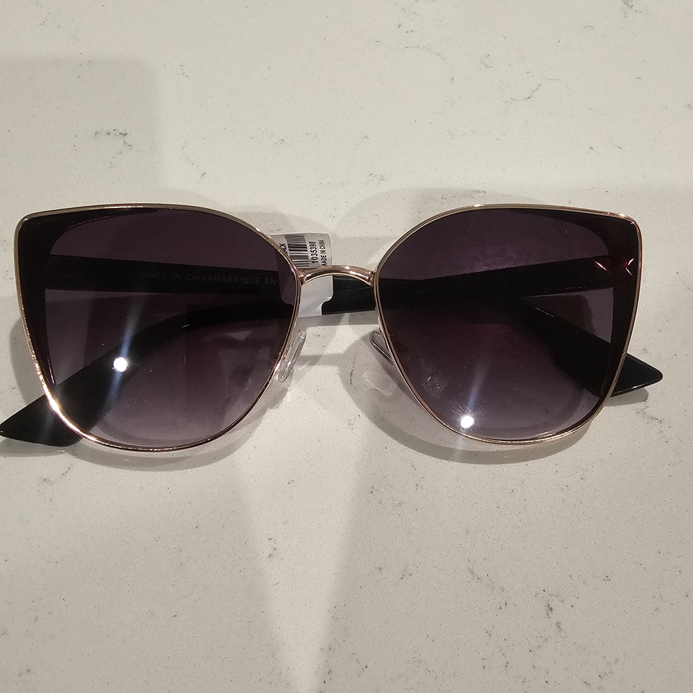 Francesca's Collections Black and Gold Cat-Eye Sunglasses